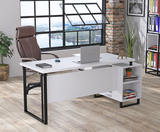 Стіл керівника з тумбою Нотаріус Loft Design 160х140 см білий TM Loft design, фото 2