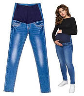 Базовые классические джинсы с широкой мягкой резинкой для беременных, скинни синего цвета, 25 р.