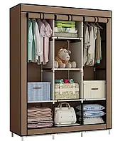 Складной тканевый шкаф для одежды Brown Storage Wardrobe 88130 на 3 секции