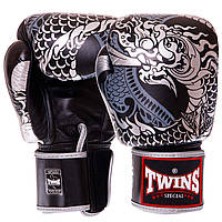 Перчатки боксерские кожаные TWINS NAGAS FBGVL3-52 размер 12 унции цвет серебряный-черный