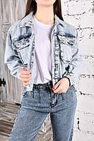 Модная джинсовая куртка Турция Джинсовый женский пиджак укороченный