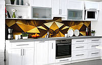 Наклейка на скинали Zatarga на кухню «Золотая геометрия» 600х3000 мм виниловая 3Д наклейка ку KM, код: 6440882