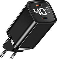 Двухпортовое быстрое зарядное устройство USB C 40Вт цифровой дисплей