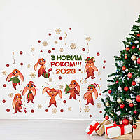 Наклейка виниловая Zatarga набор Веселые новогодние зайцы размер листа XL 1100х1500 мм матов DS, код: 7696858
