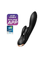 Смарт вибратор-кролик с двойным отростком Satisfyer Double Flex Black - KissShopping -