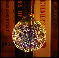 Лампа светодиодная 3 Вт, LED лампочка декоративная в виде феерверка, 3D Фейерверк C80-3D, цоколь Е27