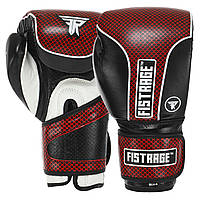 Перчатки боксерские кожаные FISTRAGE VL-4143 размер 14 унции цвет черный-бордовый
