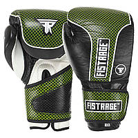 Перчатки боксерские кожаные FISTRAGE VL-4143 размер 10 унции цвет черный-зеленый