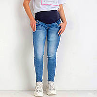 Базові класичні джинси з широкою, м'якою резинкою для вагітних, скінні синього кольору, 25-30