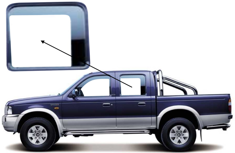 Бічне скло Ford Ranger 1999-2007 задніх дверей ліве