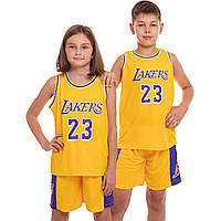 Форма баскетбольная детская NB-Sport NBA LAKERS 23 BA-0563 размер XL цвет желтый-фиолетовый