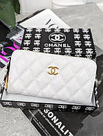 Женский белый кошелек Шанель Брендовый женский кошелек Chanel Кожаный женский кошелек