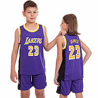 Форма баскетбольная детская NB-Sport NBA LAKERS 23 BA-0563 размер S цвет фиолетовый-желтый