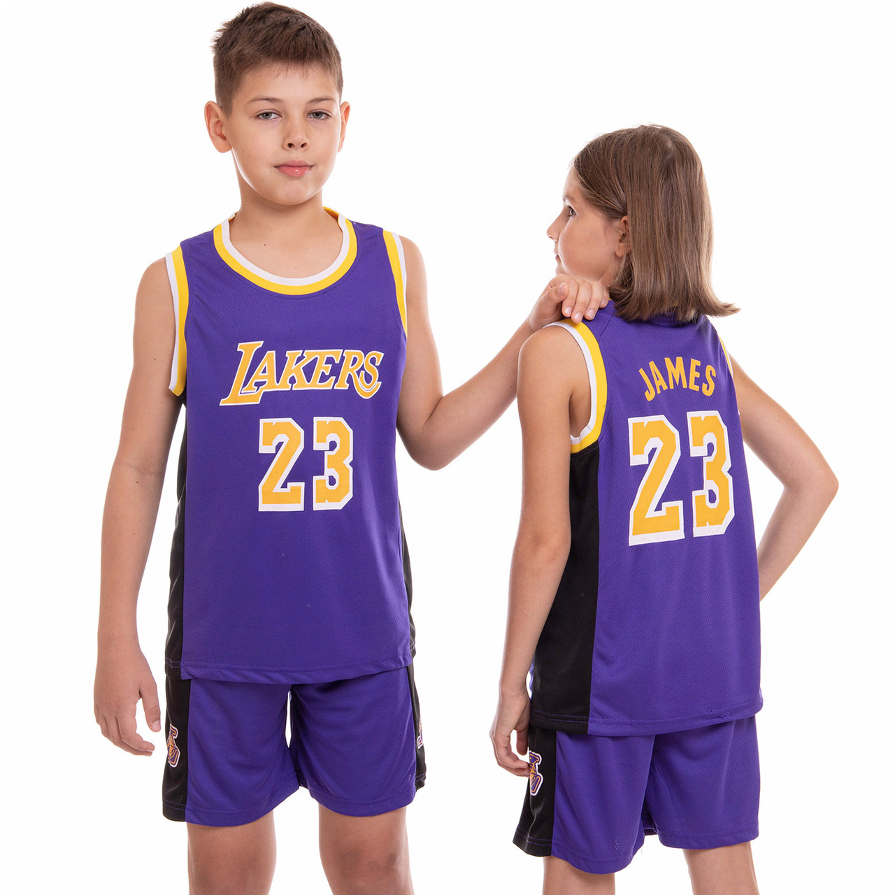 Форма баскетбольная детская NB-Sport NBA LAKERS 23 BA-0563 размер 2XL цвет фиолетовый-желтый - фото 1 - id-p2132670201