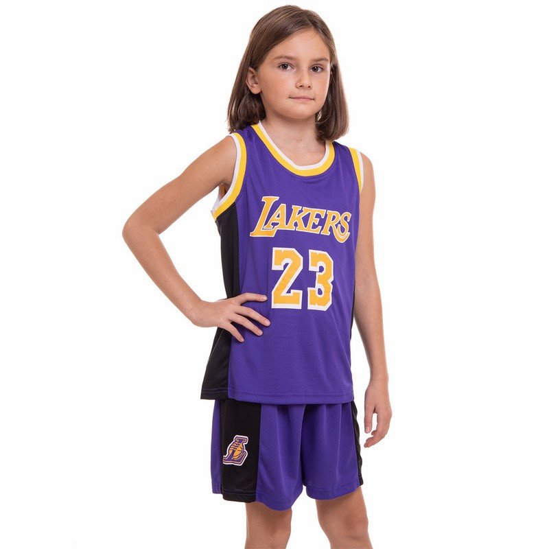 Форма баскетбольная детская NB-Sport NBA LAKERS 23 BA-0563 размер M цвет белый-фиолетовый - фото 3 - id-p2132670203