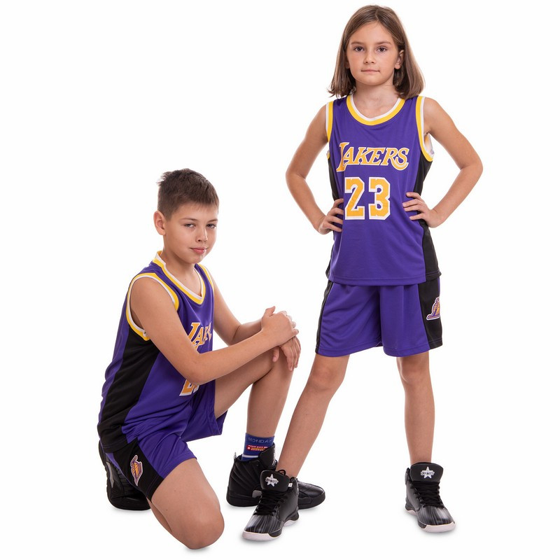 Форма баскетбольная детская NB-Sport NBA LAKERS 23 BA-0563 размер M цвет белый-фиолетовый - фото 8 - id-p2132670203