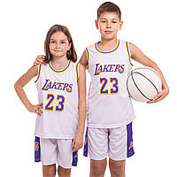Форма баскетбольная детская NB-Sport NBA LAKERS 23 BA-0563 размер XL цвет белый-фиолетовый