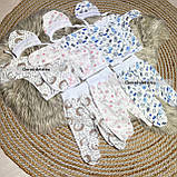 Дитячий костюм 3в1 для новонародженого 56 розмір сорочка повзунки шапочка, фото 4