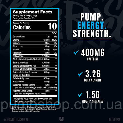 Передтренувальний комплекс Ryse Up Supps Project Blackout Pre-Workout 310 г (25 порц.), фото 2