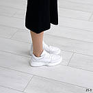 Шкіряні жіночі білі кросівки, фото 2