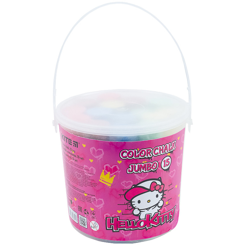 Крейда кольорова Kite Jumbo Hello Kitty HK21-074, 15 шт. у відерці