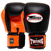 Перчатки боксерские кожаные TWINS BGVL3-2T размер 10 унции цвет оранжевый-черный