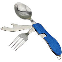 Переносной столовый набор для туризма (4 прибора - нож, открывалка, вилка и ложка)