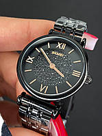 Женские классические наручные  часы с металлическим браслетом Skmei 1533 BK Оригинал