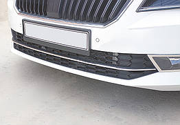 Накладки на передній бампер Omsa Line для Skoda Superb 2015-2024 Нержавіюча сталь (3 шт.)