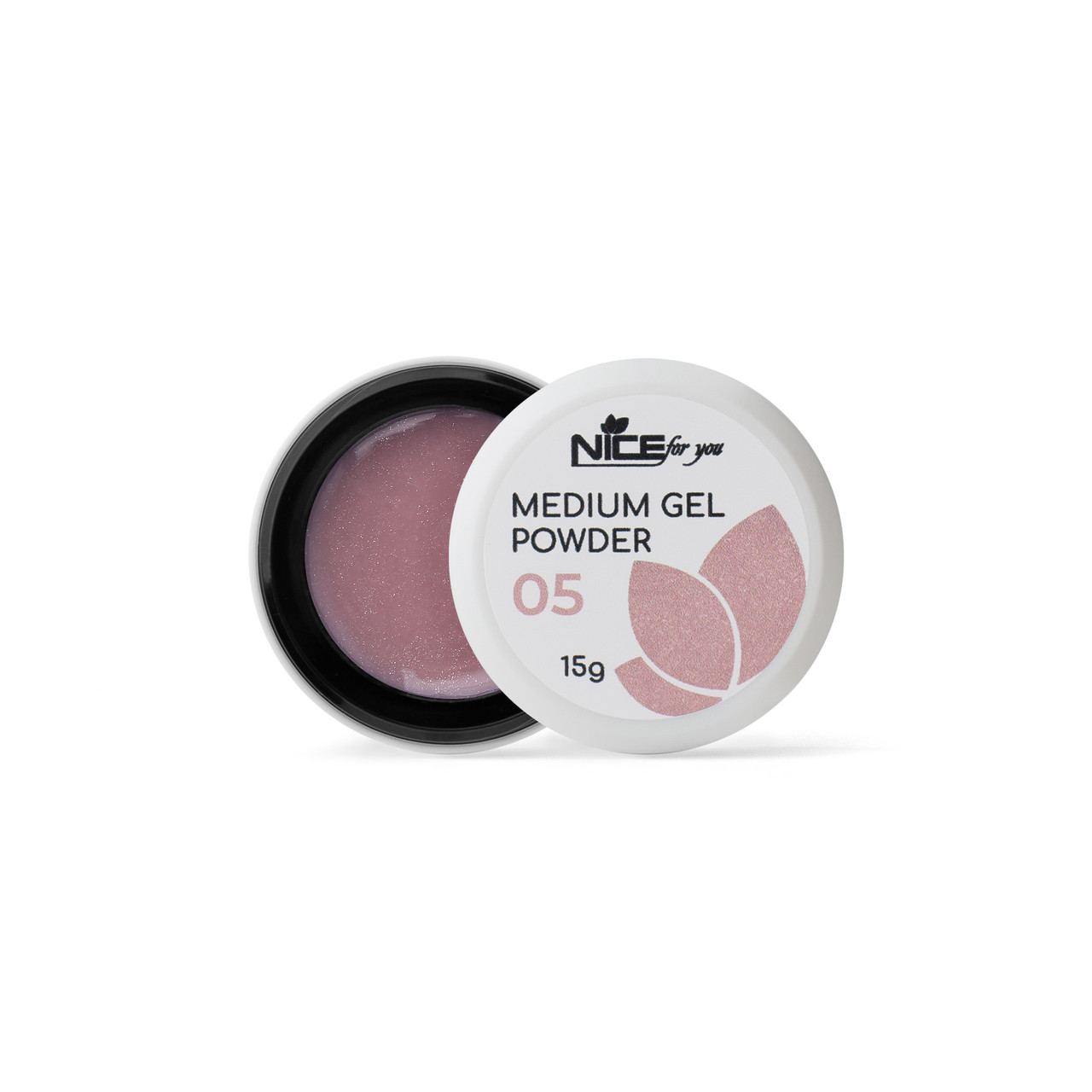 Гель для нарощування Medium gel Nice for you №05 Powder пудровий з шимером 15 г