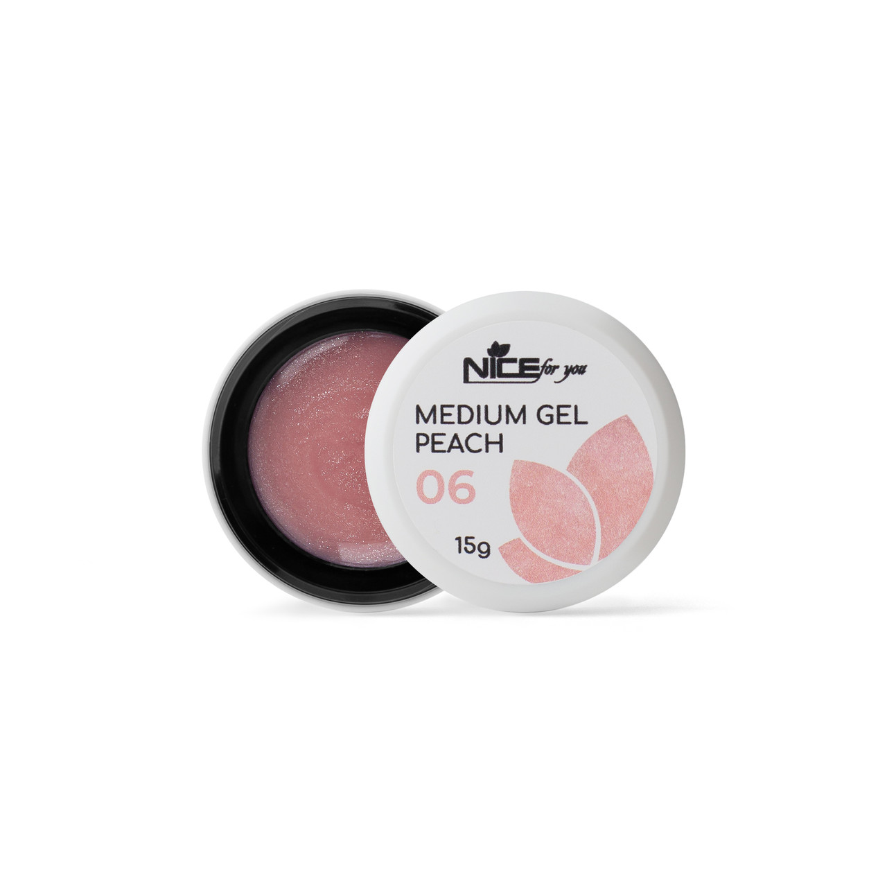 Гель для нарощування Medium gel Nice for you №06 Peach персиковий з шимером 15 г