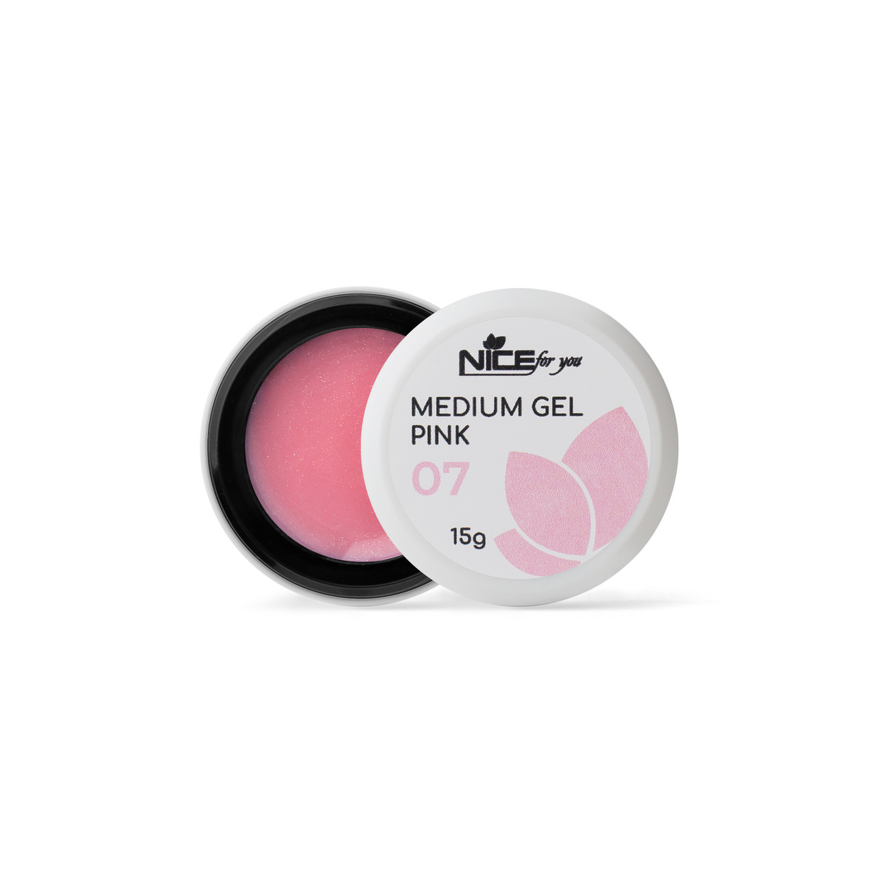 Гель для нарощування Medium gel Nice for you №07 Pink рожевий з шимером 15 г