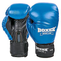 Перчатки боксерские кожаные BOXER 2023 размер 12 унции цвет синий-черный