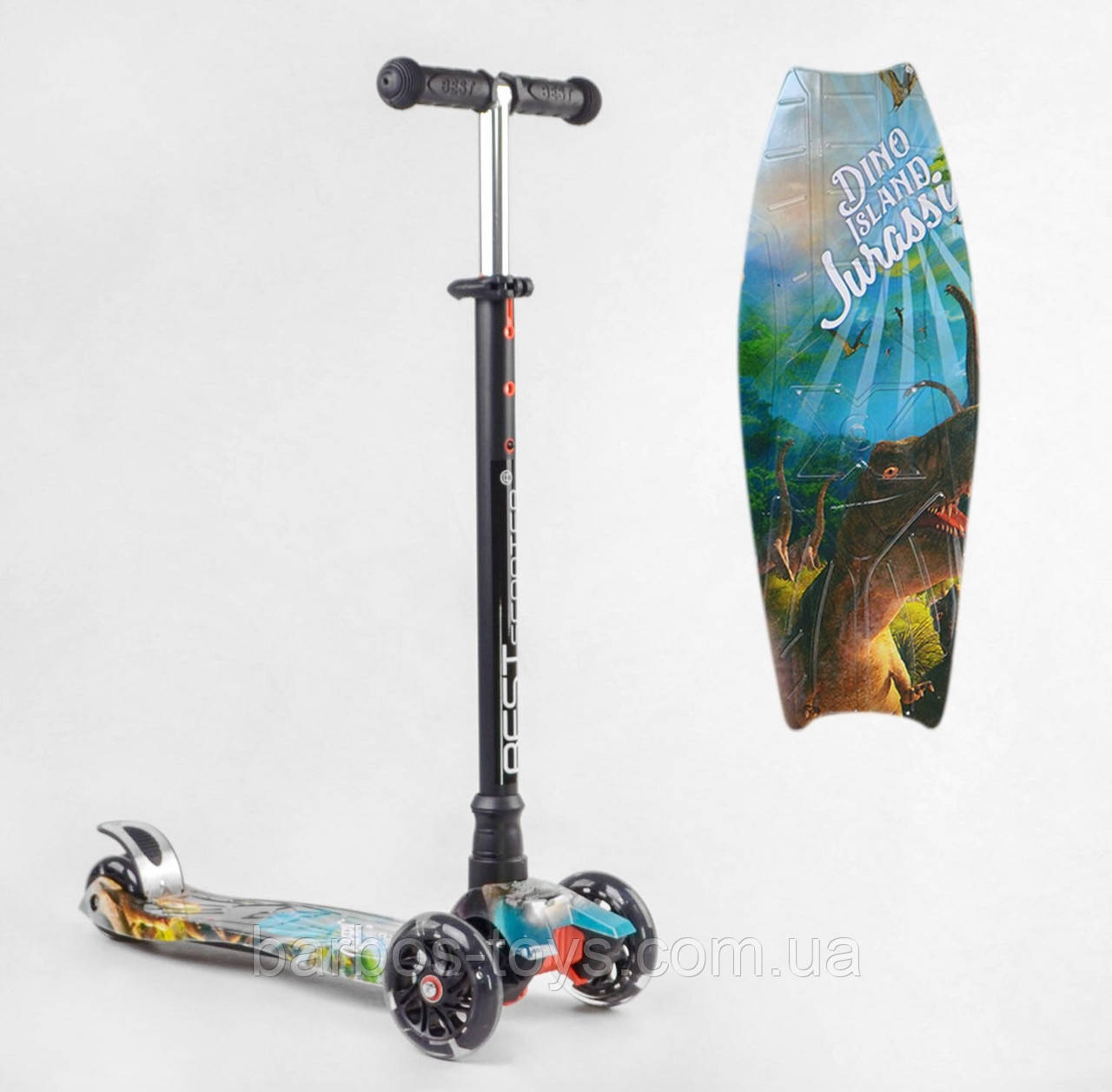Триколісний самокат зі світними колесами Best Scooter" 4 колеса PU, СВІТ