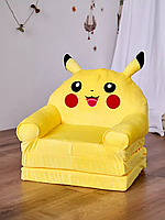 Мягкое детское кресло плюшевое Пикачу 60 см, мягкое кресло-диван для детей, Желтый