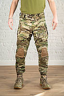 Тактические штаны рип-стоп мультикам с наколенниками камуфляжные полевые многофункциональные