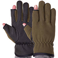 Перчатки для охоты и рыбалки (перчатки спиннингиста) Zelart BC-9241 размер L цвет оливковый