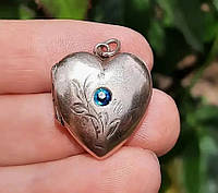 Чарівний кулон-локет, серце з секретом (відкриваєтья). Матеріал -срібло, 875 проба, позолота.