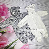 Теплий махровий комбінезон чоловічок для новонародженого 56 62 см велсофт Весна Осінь, фото 4