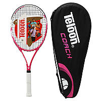 Ракетка для великого тенісу TELOON COACH колір чорний-білий Рожевий-білий