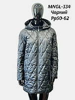 Женская удлиненная демисезонная стеганая куртка больших размеров 334 Mangelo размеры 50- 62