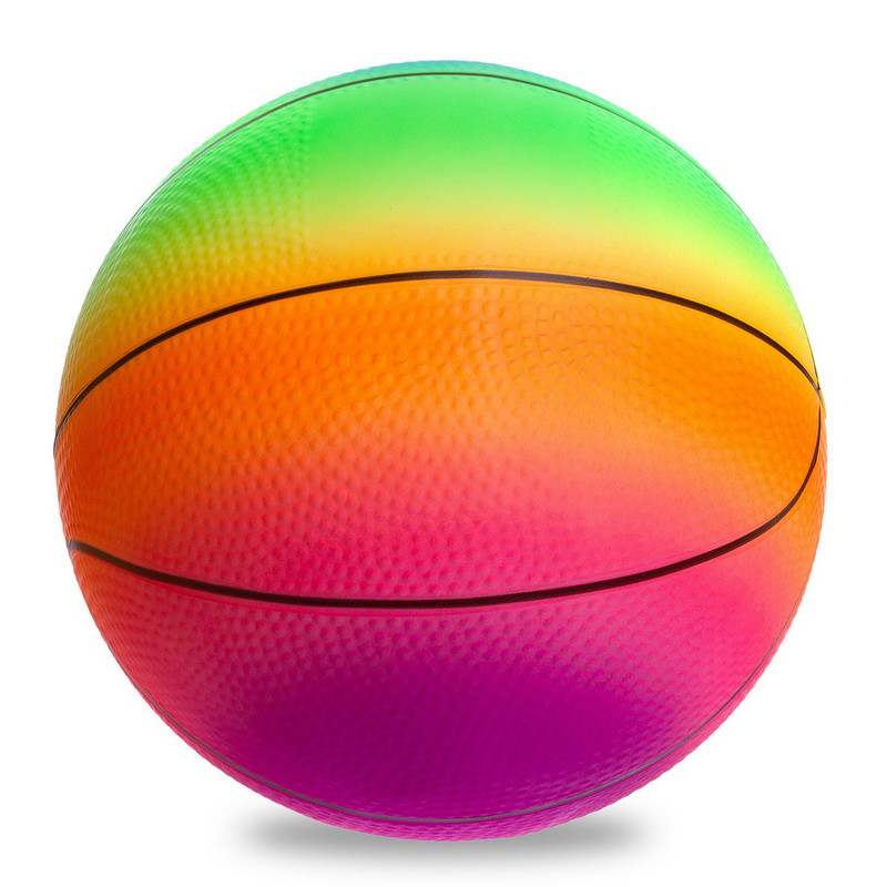 Мяч резиновый Баскетбольный LEGEND BA-1900 22см радужный - фото 2 - id-p2132786710