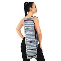Сумка-чехол для йога коврика KINDFOLK Yoga bag Zelart FI-8362-3 серый-синий