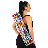 Сумка-чехол для йога коврика KINDFOLK Yoga bag Zelart FI-8365-1 оранжевый-голубой