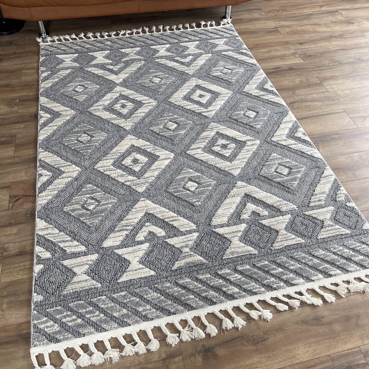 Килим з високим ворсом GK95B сірий прямокутний, фото 1