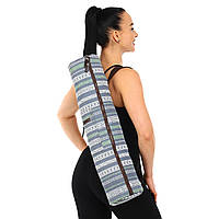 Сумка-чехол для йога коврика KINDFOLK Yoga bag Zelart FI-8365-3 серый-синий