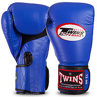 Рукавиці боксерські шкіряні TWINS BGVLA1 розмір 14 унції кольору синій