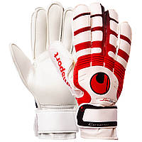 Перчатки вратарские с защитой пальцев UHLSPORT Zelart FB-842 размер 9 цвет красный-черный