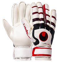Перчатки вратарские с защитой пальцев UHLSPORT Zelart FB-842 размер 8 цвет черный-красный