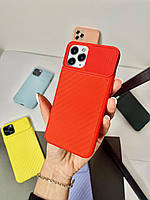 Силиконовый чехол для Iphone 11 со шторкой на камере красный ( №14 )